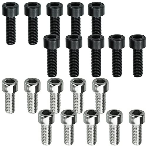 20Pcs Bike Bolts,Bicycle Stem Bolts,Disc Brake Caliper Bolts with Washers, M5x16mm,M5x12mm Bike Water Bottle Holder Cage Screws for Bike Water Bottle Holder,black and silver