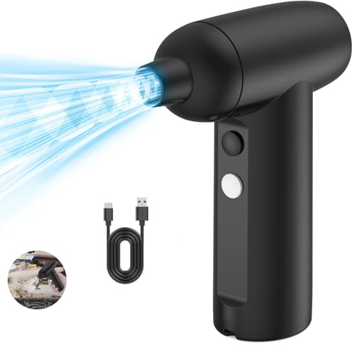 Compressed Air Duster,3 Gear Adjustable 110000RPM Electric Cleaner,Rechargeable Cordless Jet Dry Handheld Blower with Ceramic Motor for Keyboard,Computer,Laptop,Car Dry and Home (Black)
