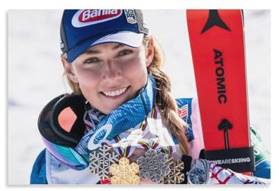 KANLIBAI Mikaela Shiffrin Poster décoratif sur toile avec motif athlète de la Coupe du monde de ski alpin 60 x 90 cm