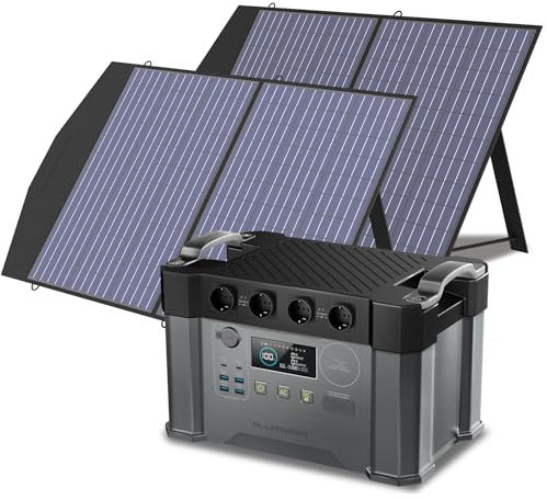ALLPOWERS S2000 Pro Power Station Portatile 1451Wh, Generatore Solare con 2 Pannello Solare Pieghevole da 100W, 4 Prese AC da 2400W Accumulatore di Corrente