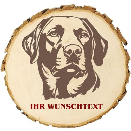 KIWISTAR UG - 14-16 cm Baumscheibe - Labrador Retriever - Hund - personalisiertes Geschenk individuell selbst gestalten - Name - Holzscheibe mit Wunschtext - Naturholz - Geschenk - Türschild