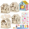 BOFUNX 5 Stücke Ostern Holzhaus Basteln Kinder Holz Ostern Bastelset zum Basteln und Bemalen Ostern Haus Deko Tischdeko für Ostern DIY Kinder Geschenk