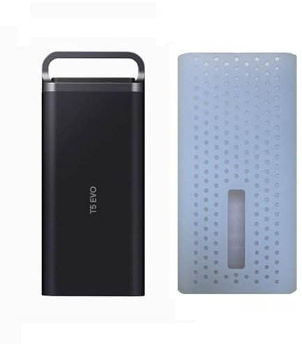 Coque de protection en silicone pour disque dur Samsung T5 EVO SSD T5 EVO, manchon anti-rayures doux (crème)
