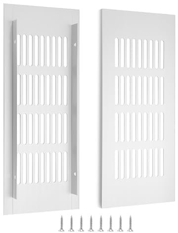 Griglia di Ventilazione Rettangolari Griglia d'aria Alluminio Griglie D'Aerazione con Vite per Sfiato di Porte Armadi Scarpiere 20 x 8 cm Argento 2 Pezzi