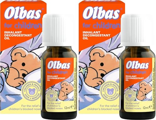 Olbas Oil for Children 12ml - Inhalant Decongestant Oil - Relief from Catarrh, Colds & Blocked Sinuses - for Children Over 3 Months Old, 12 ml (Pack of 2)