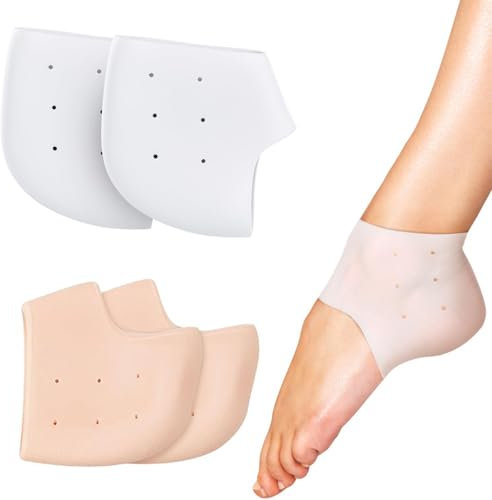 2 Paires Silicone Respirant Protège Talons en Gel,Protège Talons en Gel, Soulage Tendinite d'Achille, Fasciite Plantaire, Épine Lenoir,Manches de Talon en Silicone, pour Hommes & Femmes