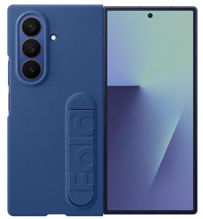 Samsung Silicone Case EF-MF966 für das Galaxy Z Fold7, Smartphone Cover, Handy-Hülle inklusive Fingerhalter, Silikon, Schutz Case, stoßfest, dünn und griffig, Blau