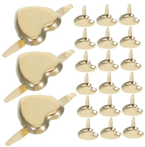 Holibanna 500 Pezzi Fermacampioni in Metallo Forma Cuore Piccoli Brads per Scrapbook e Lavoretti Fissaggi Decorativi Resistenti per Carta e Progetti DIY e Scuola
