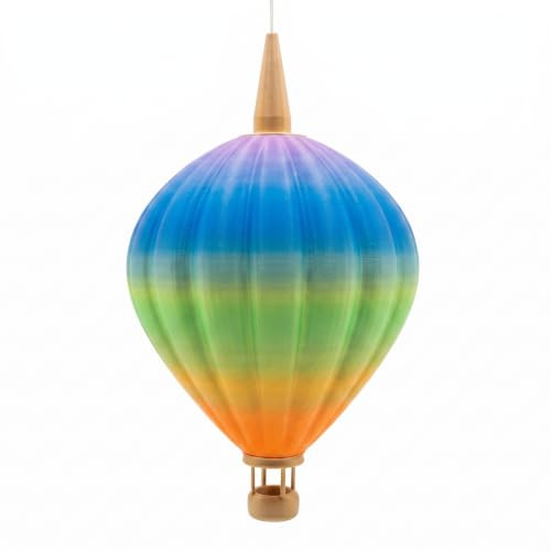 Design Lampenschirm Heißluftballon XL (17cm) – RAINBOW Unikat – Jedes Stück ein Einzelstück – 3D-Druck Bunt – Passend für E10 & A1 Stern-Fassungen, inkl. Cover