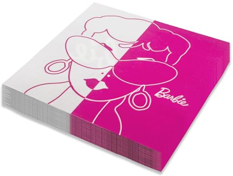 Barbie – Servietten 3-lagig 20 Stück – Papierservietten 33x33 cm für Kindergeburtstag & Mottoparty – Party Deko mit offiziellem Barbie-Motiv in Pink
