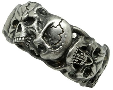 Handgefertigt Freimaurer Skull Band Memento Mori Herren Biker Ring, Handarbeit Sterling Silber 925 Custom Made - 68 (21.6)