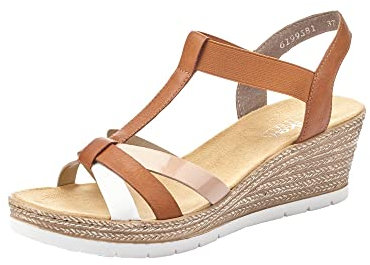 Rieker Femme 61995-81 Sandales Bout fermé, Blau (Bianco/Cayenne/Skin 81), 36 EU