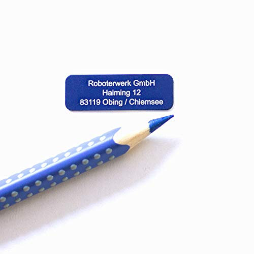 Roboterwerk Drohnen-Kennzeichen - 3 Zeilen, Namenschild und/oder mit ab 2021 geforderter e-ID, 30x10mm, Aluminium eloxiert Blau