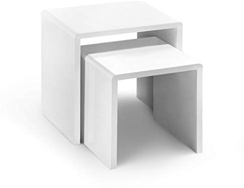 Julian Bowen Manhattan Nest of Tables, Set of 2, White - H50 x W50cm | Contemporary Nesting Tables for Living Room, Space-Saving Nesting Design