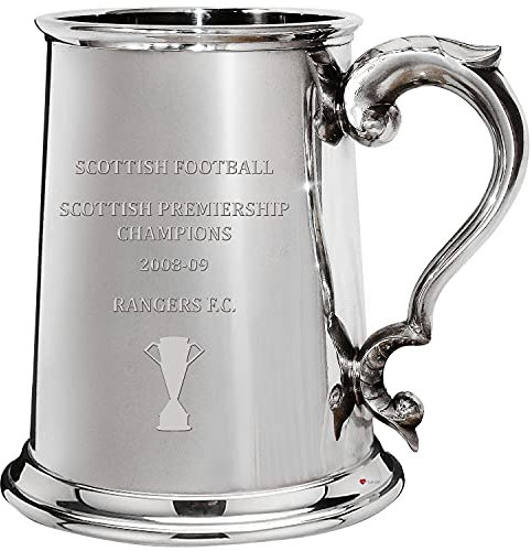 I LUV LTD 1 Pint Krug für Glasgow RANGERS FC 2008-09 Schottische Premiership-Meister Zinn Bierkrug Fußball Personalisierte Geschenke für Männer