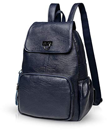 NICOLE & DORIS Damen Lederrucksack Lässiger Damenrucksack für Damen Rucksackbeutel für Damen Dunkelblau
