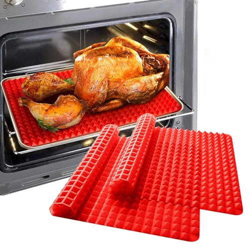 Silikon-Pyramiden-Backmatte/Backmatte/Backmatte für Backofen, 2 Stück in 2 Größen, antihaftbeschichtet, gesunde Lebensmittelqualität, Fettreduzierung, für Ofen, Grillen, Grillen 2 Pcs&39.5 * 27.5cm