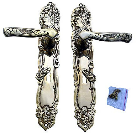Graf von Gerlitzen BB 72 Langschild Messing Türgriffe Türbeschlag Antik Modell Jugendstil S118-1P