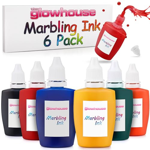 Premium-Marmorierfarben - ideal für Kinder & Erwachsene - leuchtende Farben - 6 x 25 ml