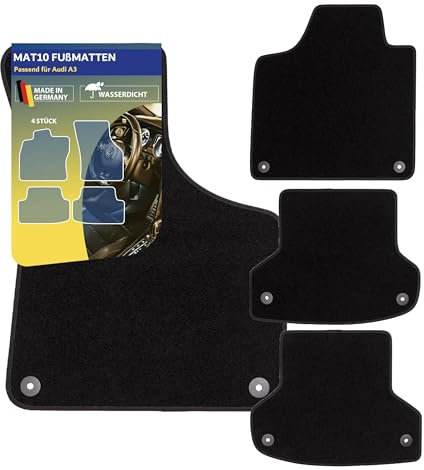 MAT10 – Fußmatten passend für Audi A3 (AB2) (BJ 05/2003-07/2012, 3-Türer) & A3 Sportback (BJ 09/2004-01/2013, 5-Türer) aus Dilour | Automatten-Set, 4-teilig | Made in Germany, Erstausrüsterqualität