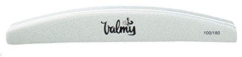 Lima de Uñas Profesional Valmy – Herramienta de Manicura y Pedicura para el Cuidado de Uñas Naturales y Acrílicas, Tipo Half-Moon (100/180, Paquete de 10)