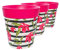 Hum Flowerpots, set of 3 pink plastic hibiscus stripe, colourful planters indoor/outdoor pots 22cm x 22cm (14 designs available)