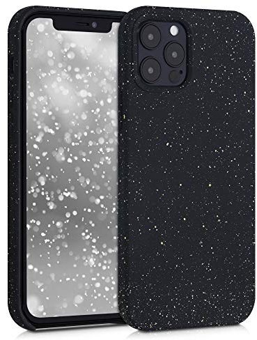 kwmobile Hülle kompatibel mit Apple iPhone 12 / iPhone 12 Pro - TPU Silikon Handyhülle mit Kameraschutz - Handy Case Sprenkel Weiß Schwarz