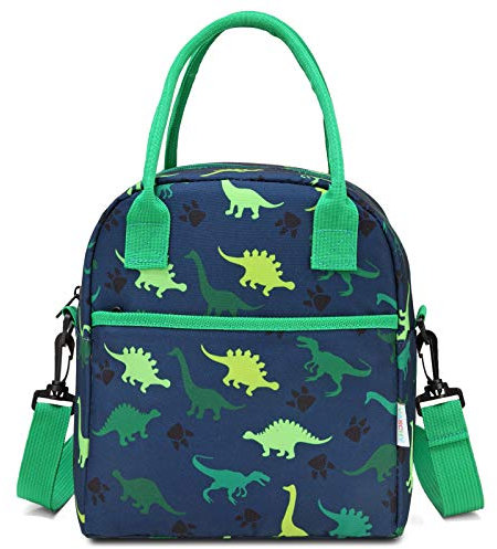 VASCHY Bolsa Termica Almuerzo Infantil, Porta Alimentos para Niños Bolsa Merienda 8.2 Litros para la Escuela con Asa y Correa Desmontable, Dinosaurio
