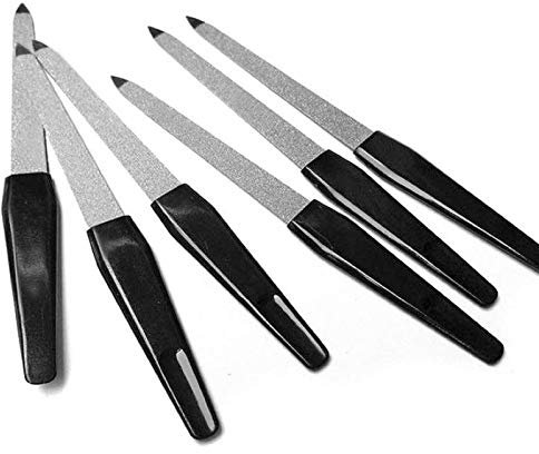 Yicare Lot de 6 limes à ongles en métal et plastique à long manche - 14,8 cm