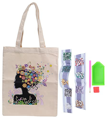 WNSC Einkaufstaschen, Diamond Painting Canvas Lebensmittelhandtasche für Geschenk zum Picknick(30 * 20 * 2cm-BB024, Santa Claus)