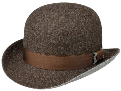 Alfonso D’Este Shetland Wool Melone Bowler Wollhut Wollmelone Herren - Made in Italy mit Futter, Ripsband Winter Herbst-Winter