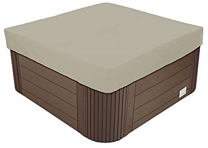 Coperchio Vasca Idromassaggio Quadrato, Copertura per Piscina Spa in Tessuto Oxford 210D, Anti-UV, Antipolvere, Impermeabile, più Dimensioni a Scelta,Beige,210x210x30cm