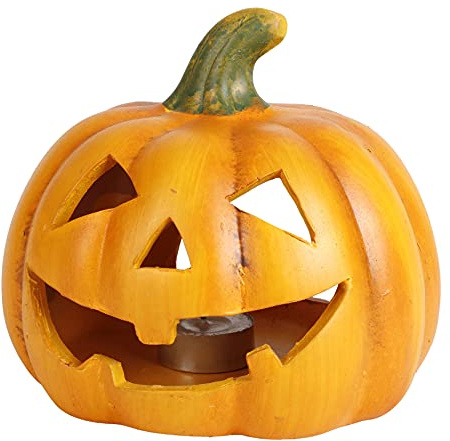 Kürbis Terrakotta Windlicht Halloween Herbst Herbstdeko 17cm