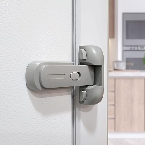 Moonybaby Sécurité Bébé et Enfants Serrures pour Réfrigérateur Frigo à Porte Unique avec 3M VHB Adhésif, Aucun Résidu, Facile à Installer, Fonctionnement à Une Seule Main (Gris, 1 Pièce)