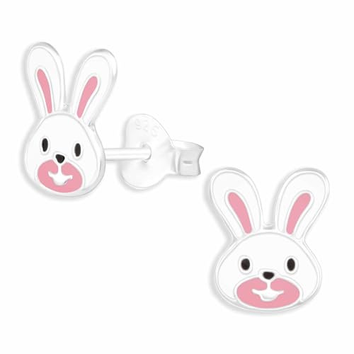 Monkimau Hasen Ohrstecker Ohrringe aus 925 Silber Schmuck Silberohrringe Medizinisch für Kinder Mädchen Damen Frauen
