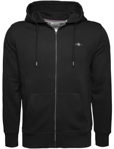 GANT Men's REG Shield Full Zip Hoodie Hoodie, Black, Standard, black, XXXL