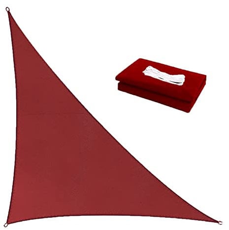 Fidrisen Voile d'ombrage Triangulaire 3 x 3 x 4.3m,Rouge Rouille, Triangle Rectangle imperméable Toile Ombrage,Protection 95% UV,pour Patio Jardin Terrasse Camping,Corde Fixe Incluse