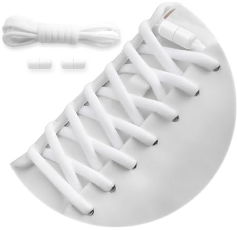 Nounex21 - Premium 2 Paar - Elastische Schnürsenkel mit Metall Lock-Verschluss (Weiß)