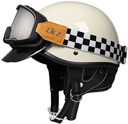 MOTESEN Jugend Scooter Motorradhalbschale Motorradhelm Elektromotorradhelm Harley Cruising Halbschale Motorradhelm Halbschale Motorradhelm für Männer Schutzbrille