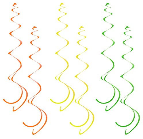 Oblique Unique® Deckenhänger 6 Stück Spiral Girlanden - Farbe wählbar (Orange-Gelb-Grün Mix)