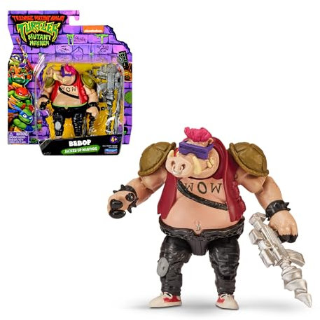 Giochi Preziosi Tortugas Ninja Bebop Actionfigur, beweglich, 12 cm, Charakter Chaos Mutant, detailliert und mit Zubehör, Kampfwaffe, für Jungen und Mädchen ab 4 Jahren, berühmt (TU805800)