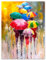 wandmotiv24 Leinwandbild Malerei, Regenschirme, Menschen M0593