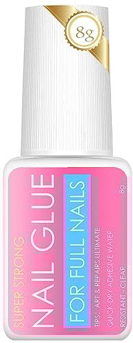 Nimisyra 1 * 8g False Nail Glue Extra Strong, Nail Glue for Nail Repair, False Nail Adhesive for Applying Artificial Nail Tips Manicure, Super Strong False Nail Glue For Acrylic Tips, Gold