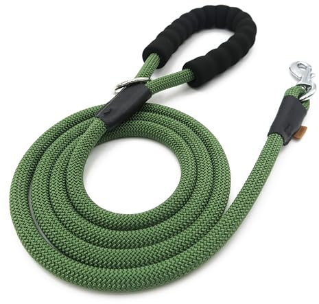 Aiminto Dog Leash, Braided Rope Traction – Walking Training Lead for Medium/Large Dogs ((1/2) - 6FT, Dark Green)