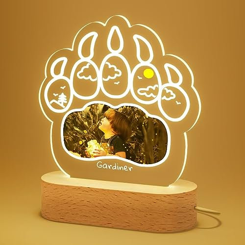 Bemaystar Personalisiertes Nachtlicht Baby – Bärenklauen Nachtlicht, Nachttischlampe mit Namen, Geschenk zur Geburt Junge, Taufgeschenke für Mädchen, Personalisierte Geschenke Kinder