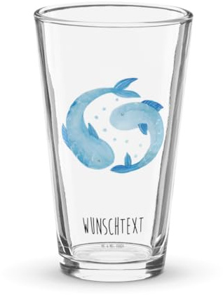 Mr. & Mrs. Panda Personalisiertes Trinkglas Sternzeichen Fische - Personalisierte Geschenke, Geburtstag Februar, Sternbild, Premium Tumbler Mit Wunschname, Barglas, Geschenk, Geschenkidee Namen, Fisch
