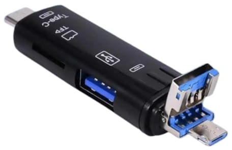 5 in 1 SD Card Reader, Dual Connector USB C Card Reader USB 3.0 Memory Card Adapter - Supports SD/SDXC/Micro SD/Micro SDXC/SDHC/MMC/RS-MMC/UHS-I, Compatible with MacBook Pro,Air,I Pad Pro,Galaxy