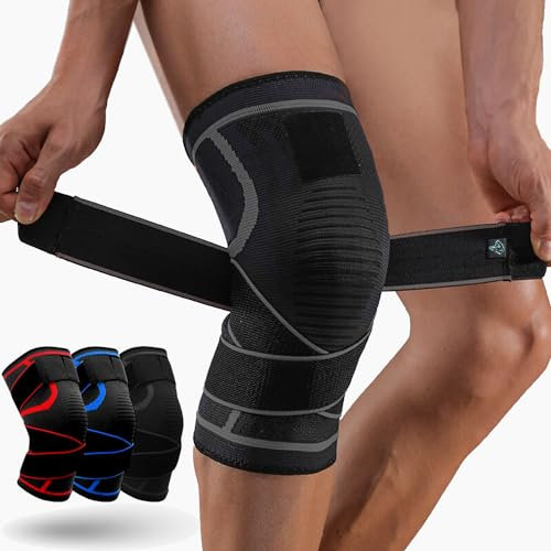 NEO X-PRO Rodilleras Menisco y Ligamento de Compresión | Rodillera Deportiva para Gym Running Deporte | Rodilleras Ortopédicas | Knee Support | Joelheira | Unisex (Negro-Gris, XL)