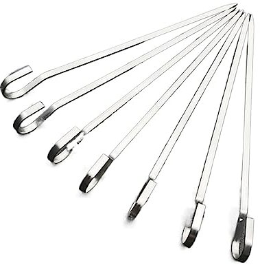 Barbecue plat, brochettes de Kabob suspendues, brochettes de grillades en acier inoxydable, pour viande, crevettes, poulet et légumes, 25 pièces (20 * 0.4 * 0.1cm 100)