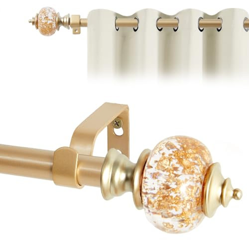 Deconovo Adjustable Curtain Poles 168-305cm with Brackets and Resin Finial, Extendable Splicing Gold Curtain Pole, Sturdy Net Curtain Rods for Windows, Gold